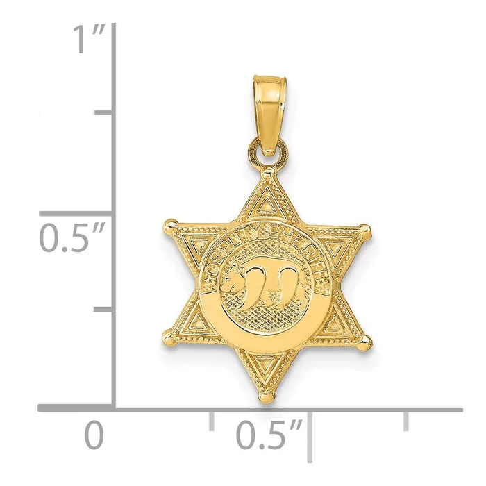 Necklaces Goldia 14k Yellow Gold DEPUTY SHERIFF Badge with Bear Pendant