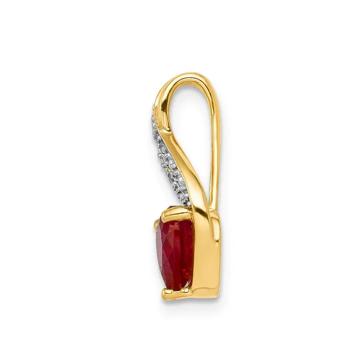 Necklaces Goldia 14K Yellow Gold Real Diamond and Created Ruby Polished Heart Pendant