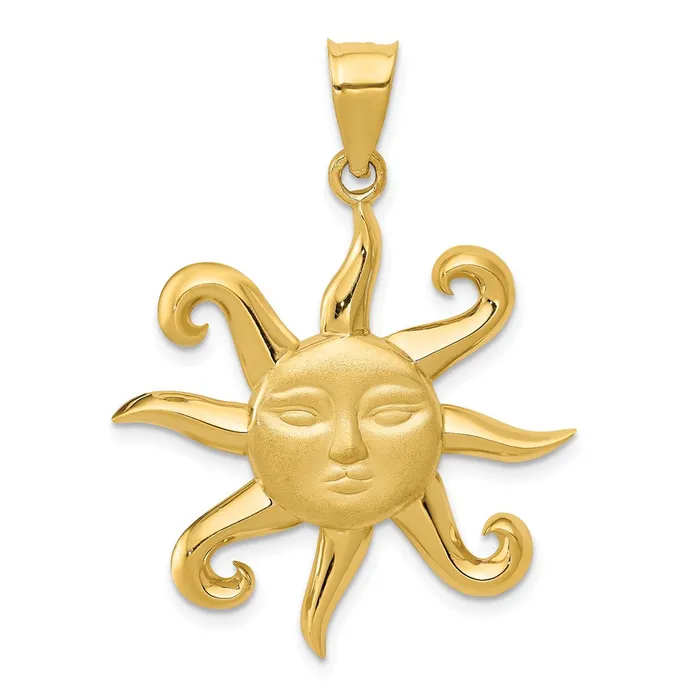 Necklaces Goldia 14k Yellow Gold Satin and Polished Sun Pendant
