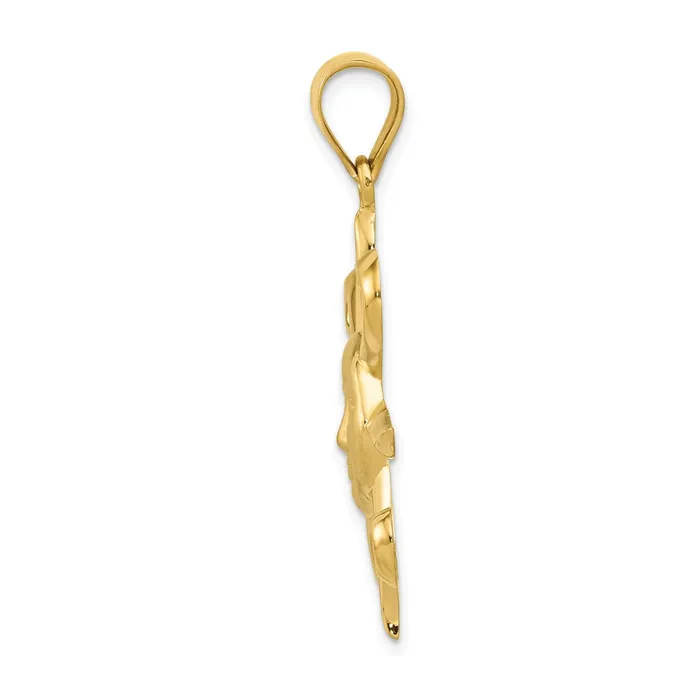 Necklaces Goldia 14k Yellow Gold Satin and Polished Sun Pendant