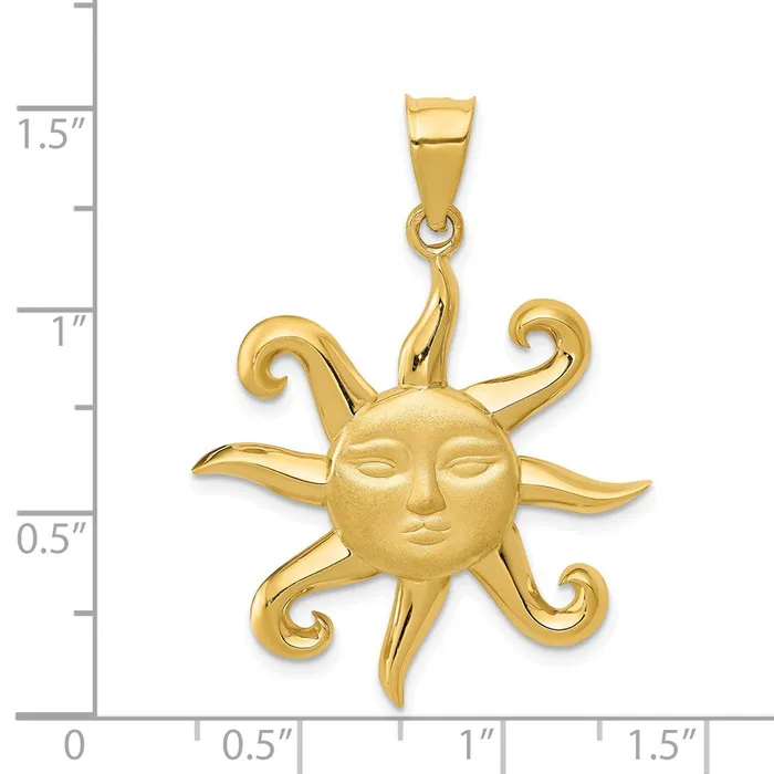 Necklaces Goldia 14k Yellow Gold Satin and Polished Sun Pendant