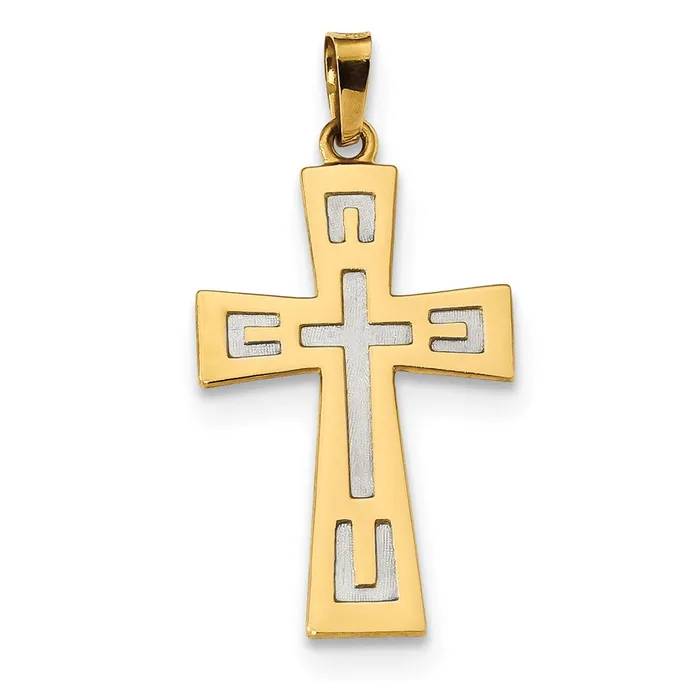 Necklaces Goldia 14k Yellow u0026 Rhodium Gold wRhodium Polished u0026 Satin Geometric Cross Pendant Necklaces Goldia 14k Yellow u0026 Rhodium Gold wRhodium Polished u0026 Satin Geometric Cross Pendant