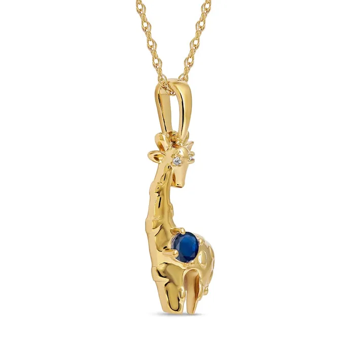 Necklaces Goldia 30mm Blue and White LabCreated Sapphire Giraffe Pendant in Sterling Silver with 14K Gold Plate Necklaces Goldia 30mm Blue and White LabCreated Sapphire Giraffe Pendant in Sterling Silver with 14K Gold Plate