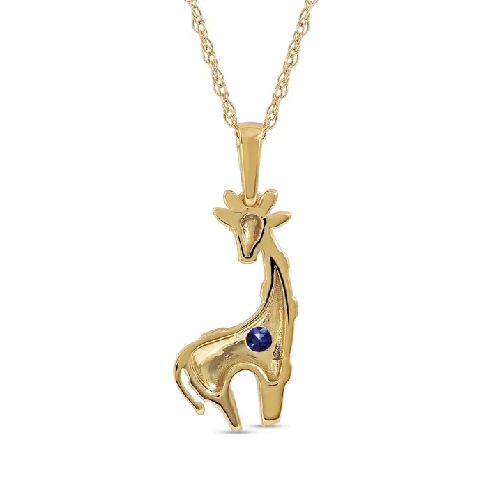 Necklaces Goldia 30mm Blue and White LabCreated Sapphire Giraffe Pendant in Sterling Silver with 14K Gold Plate Necklaces Goldia 30mm Blue and White LabCreated Sapphire Giraffe Pendant in Sterling Silver with 14K Gold Plate