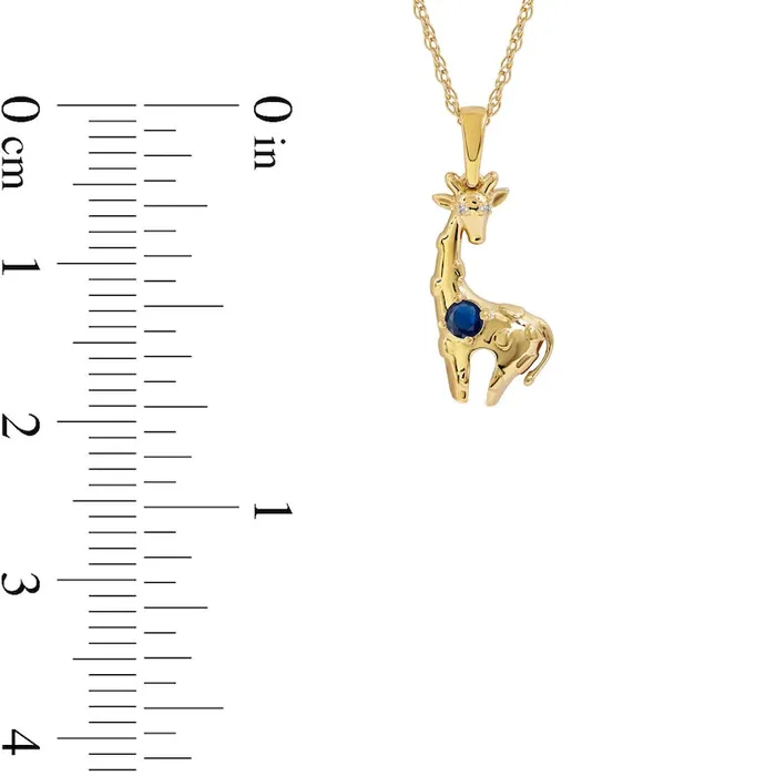 Necklaces Goldia 30mm Blue and White LabCreated Sapphire Giraffe Pendant in Sterling Silver with 14K Gold Plate Necklaces Goldia 30mm Blue and White LabCreated Sapphire Giraffe Pendant in Sterling Silver with 14K Gold Plate