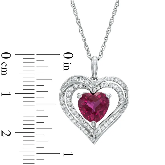 Necklaces Goldia 80mm HeartShaped LabCreated Ruby and White Sapphire Heart Pendant in Sterling Silver Necklaces Goldia 80mm HeartShaped LabCreated Ruby and White Sapphire Heart Pendant in Sterling Silver