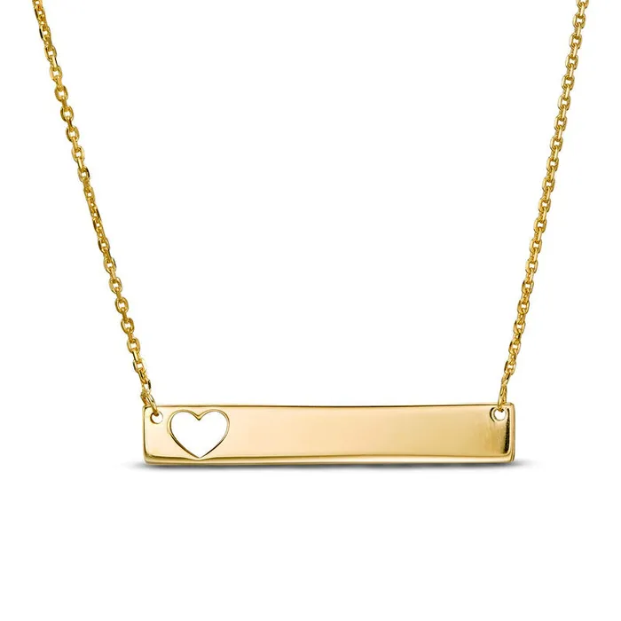 Necklaces Goldia Mini CutOut Heart Accent Horizontal Bar Necklace in 14K Gold Necklaces Goldia Mini CutOut Heart Accent Horizontal Bar Necklace in 14K Gold