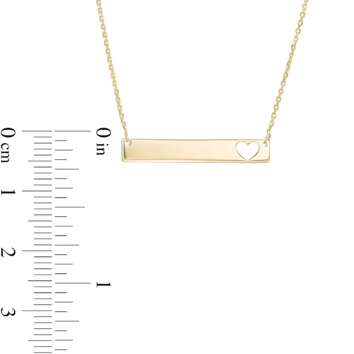 Necklaces Goldia Mini CutOut Heart Accent Horizontal Bar Necklace in 14K Gold Necklaces Goldia Mini CutOut Heart Accent Horizontal Bar Necklace in 14K Gold