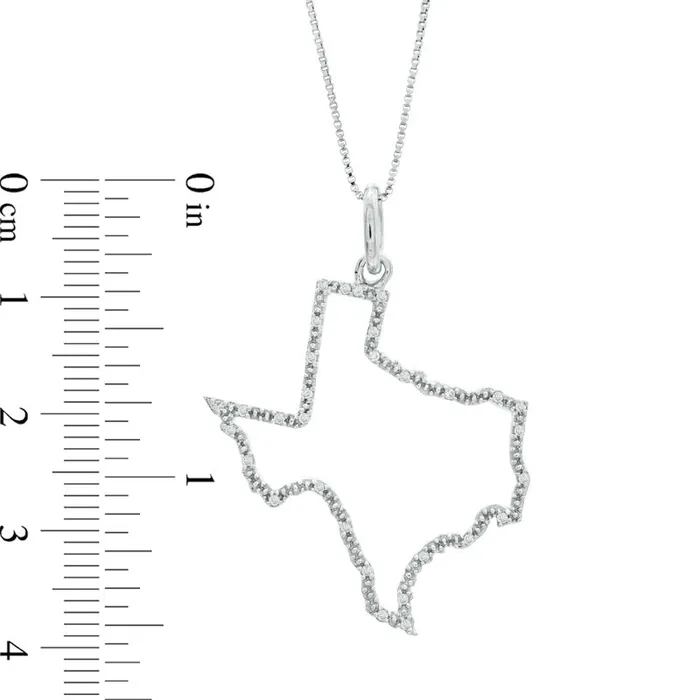 Necklaces Goldia Natural Diamond Accent State of Texas Outline Pendant in Sterling Silver Necklaces Goldia Natural Diamond Accent State of Texas Outline Pendant in Sterling Silver