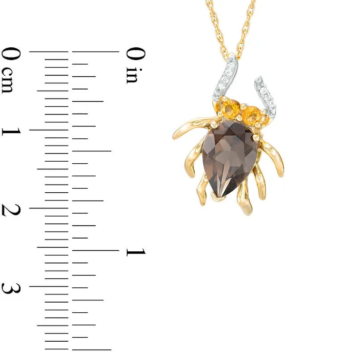 Necklaces Goldia PearShaped Smoky Quartz Citrine and Natural Diamond Accent Spider Pendant in 10K Yellow Gold Necklaces Goldia PearShaped Smoky Quartz Citrine and Natural Diamond Accent Spider Pendant in 10K Yellow Gold