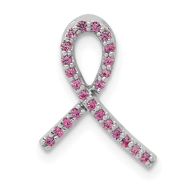 Necklaces Goldia Solid 14k White Gold Awareness PinK Simulated Sapphire Slide Pendant Necklaces Goldia Solid 14k White Gold Awareness PinK Simulated Sapphire Slide Pendant
