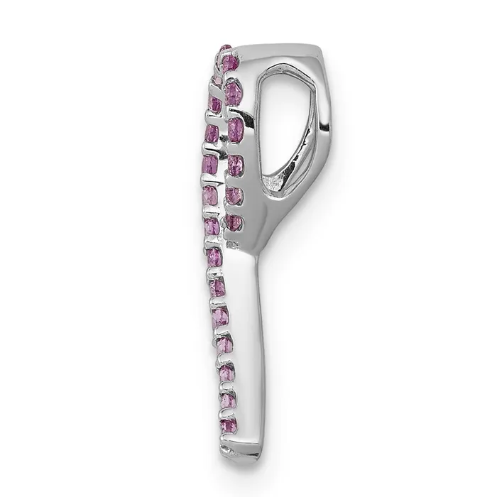 Necklaces Goldia Solid 14k White Gold Awareness PinK Simulated Sapphire Slide Pendant Necklaces Goldia Solid 14k White Gold Awareness PinK Simulated Sapphire Slide Pendant