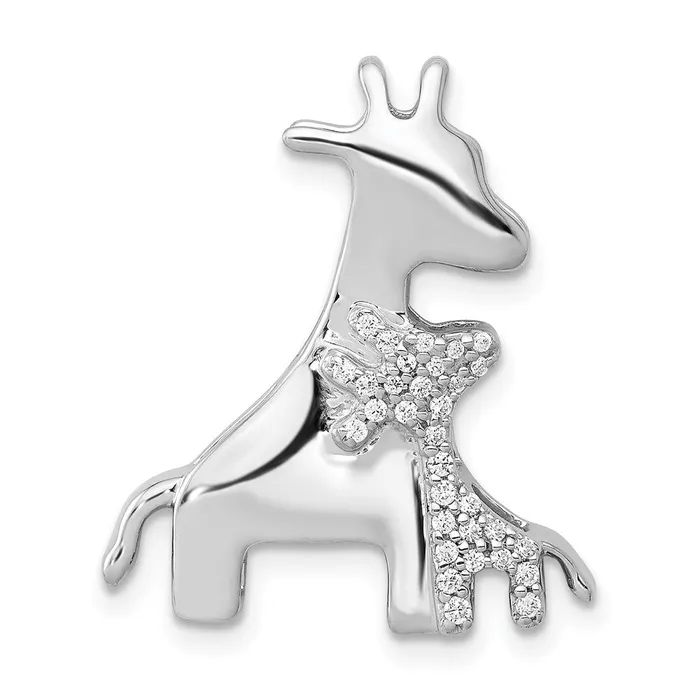 Necklaces Goldia Solid 14k White Gold Simulated CZ Giraffes Chain Slide