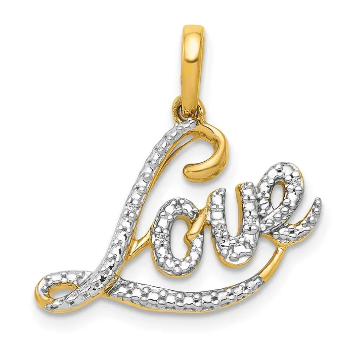 Necklaces Goldia Solid 14k Yellow Gold wRhodium 02ct Simulated CZ LOVE Pendant Necklaces Goldia Solid 14k Yellow Gold wRhodium 02ct Simulated CZ LOVE Pendant