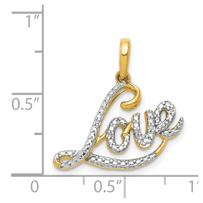 Necklaces Goldia Solid 14k Yellow Gold wRhodium 02ct Simulated CZ LOVE Pendant Necklaces Goldia Solid 14k Yellow Gold wRhodium 02ct Simulated CZ LOVE Pendant