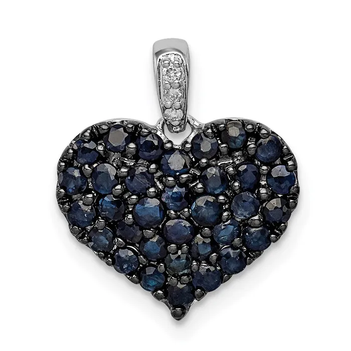Necklaces Goldia Sterling Silver Rhodium Diamond u0026 Sapphire Heart Pendant