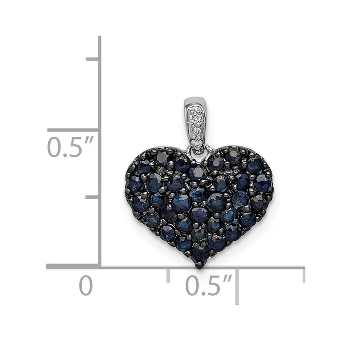 Necklaces Goldia Sterling Silver Rhodium Diamond u0026 Sapphire Heart Pendant