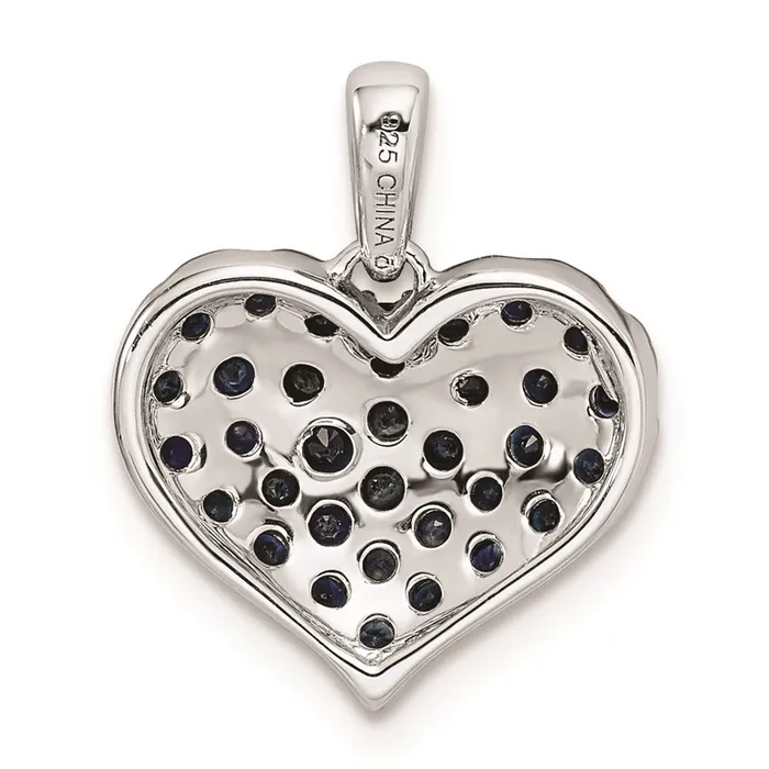 Necklaces Goldia Sterling Silver Rhodium Diamond u0026 Sapphire Heart Pendant