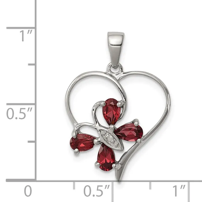 Necklaces Goldia Sterling Silver Rhodium Garnet u0026 Diamond Butterfly Heart Pendant