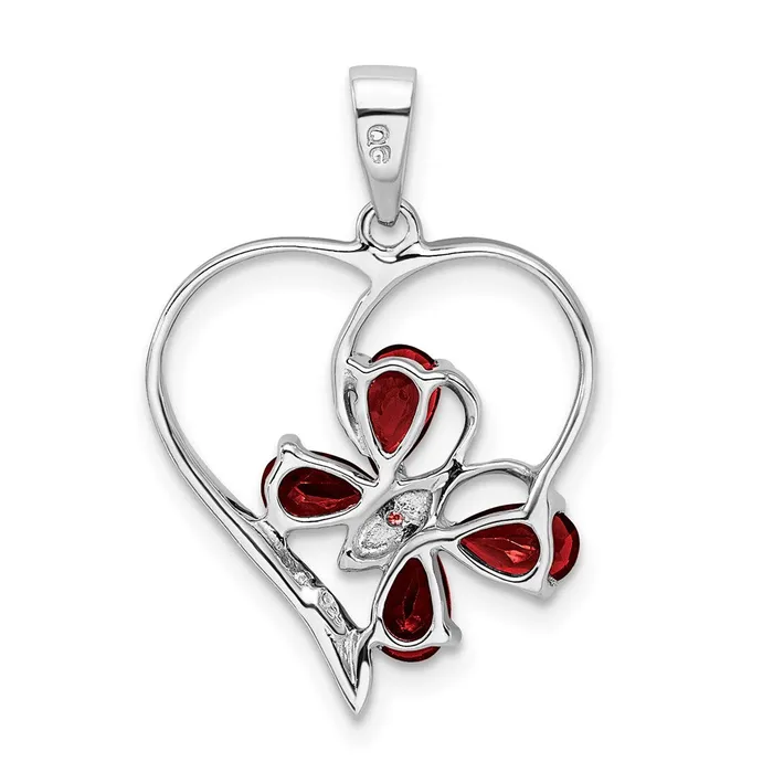 Necklaces Goldia Sterling Silver Rhodium Garnet u0026 Diamond Butterfly Heart Pendant