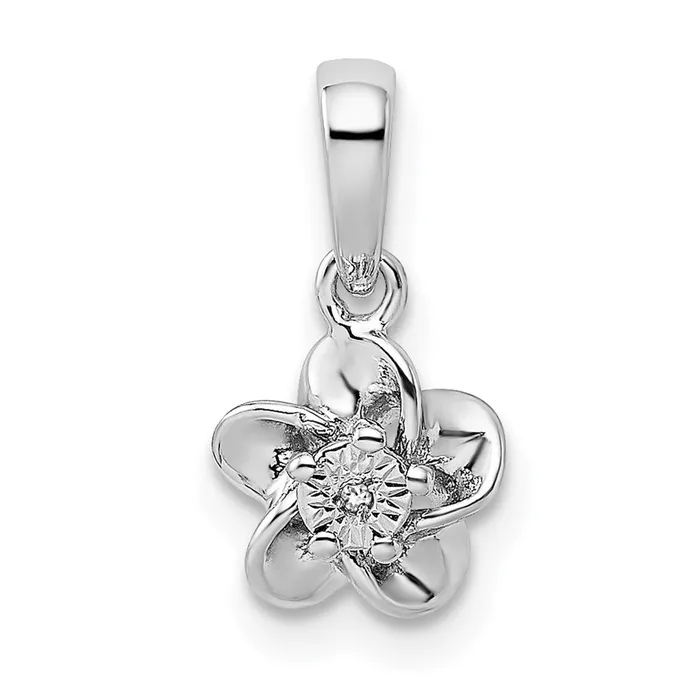 Necklaces Goldia Sterling Silver Rhodiumplated Floral Diamond Pendant