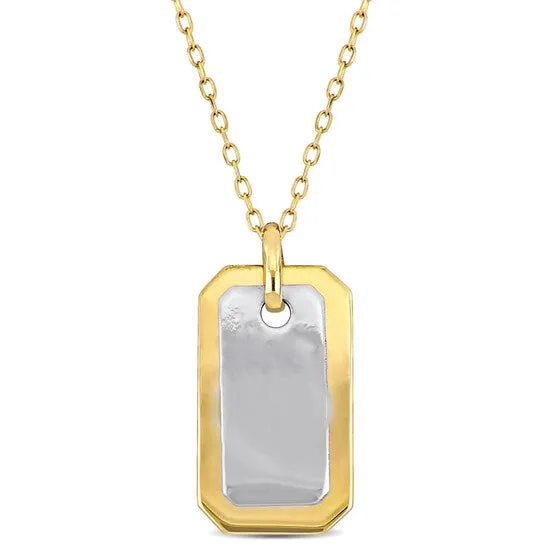 Necklaces JMS always Original Amour Dog Tag Necklace in 10k 2Tone Yellow and White Gold 18 in Necklaces JMS always Original Amour Dog Tag Necklace in 10k 2Tone Yellow and White Gold 18 in