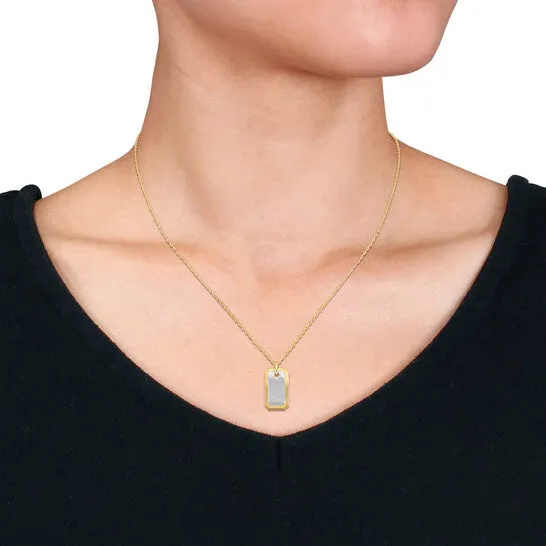Necklaces JMS always Original Amour Dog Tag Necklace in 10k 2Tone Yellow and White Gold 18 in Necklaces JMS always Original Amour Dog Tag Necklace in 10k 2Tone Yellow and White Gold 18 in