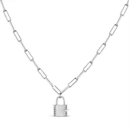 Necklaces JMS always Original Haus of Brilliance 925 Sterling Silver 110 Cttw Round Diamond Lock Pendant 20 Paperclip Chin Necklace HI Color SI1SI2 Clarity Necklaces JMS always Original Haus of Brilliance 925 Sterling Silver 110 Cttw Round Diamond Lock Pendant 20 Paperclip Chin Necklace HI Color SI1SI2 Clarity