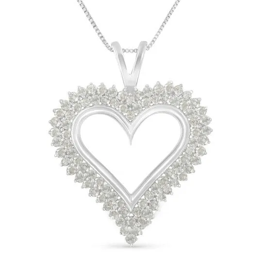Necklaces JMS always Original Haus of Brilliance 925 Sterling Silver 1 Cttw Diamond Heart 18 Pendant Necklace IJ Color I2I3 Clarity Necklaces JMS always Original Haus of Brilliance 925 Sterling Silver 1 Cttw Diamond Heart 18 Pendant Necklace IJ Color I2I3 Clarity