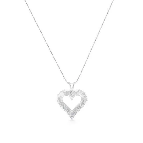 Necklaces JMS always Original Haus of Brilliance 925 Sterling Silver 1 Cttw Diamond Heart 18 Pendant Necklace IJ Color I2I3 Clarity Necklaces JMS always Original Haus of Brilliance 925 Sterling Silver 1 Cttw Diamond Heart 18 Pendant Necklace IJ Color I2I3 Clarity