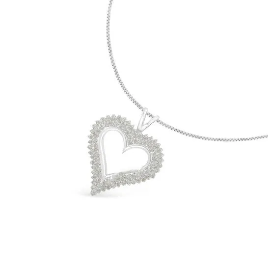 Necklaces JMS always Original Haus of Brilliance 925 Sterling Silver 1 Cttw Diamond Heart 18 Pendant Necklace IJ Color I2I3 Clarity Necklaces JMS always Original Haus of Brilliance 925 Sterling Silver 1 Cttw Diamond Heart 18 Pendant Necklace IJ Color I2I3 Clarity