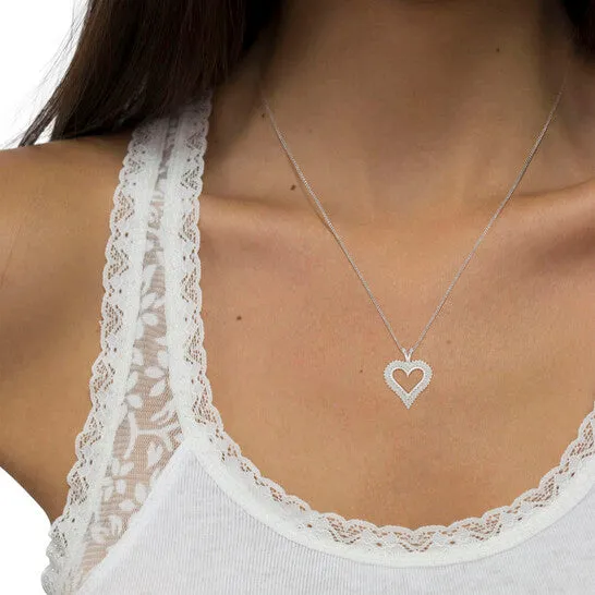 Necklaces JMS always Original Haus of Brilliance 925 Sterling Silver 1 Cttw Diamond Heart 18 Pendant Necklace IJ Color I2I3 Clarity Necklaces JMS always Original Haus of Brilliance 925 Sterling Silver 1 Cttw Diamond Heart 18 Pendant Necklace IJ Color I2I3 Clarity
