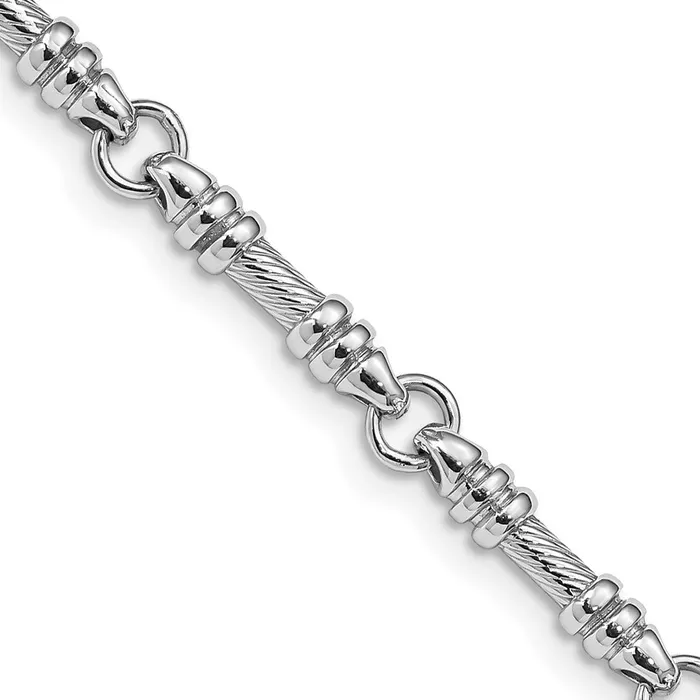 Necklaces MDS Solid 14K White Gold 22 inch 35mm Hand Polished and Textured Fancy Link with Fancy Lobster Clasp Chain Necklace Necklaces MDS Solid 14K White Gold 22 inch 35mm Hand Polished and Textured Fancy Link with Fancy Lobster Clasp Chain Necklace