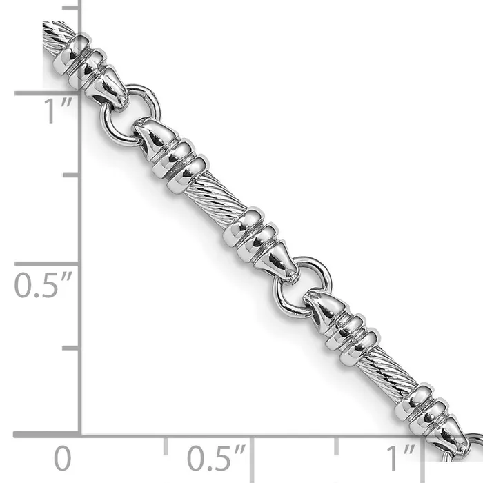 Necklaces MDS Solid 14K White Gold 22 inch 35mm Hand Polished and Textured Fancy Link with Fancy Lobster Clasp Chain Necklace Necklaces MDS Solid 14K White Gold 22 inch 35mm Hand Polished and Textured Fancy Link with Fancy Lobster Clasp Chain Necklace