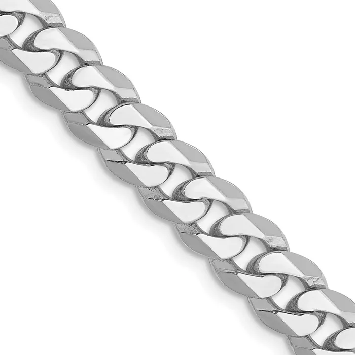 Necklaces MDS Solid 14K White Gold 24 inch 625mm Flat Beveled Curb with Lobster Clasp Chain Necklace Necklaces MDS Solid 14K White Gold 24 inch 625mm Flat Beveled Curb with Lobster Clasp Chain Necklace