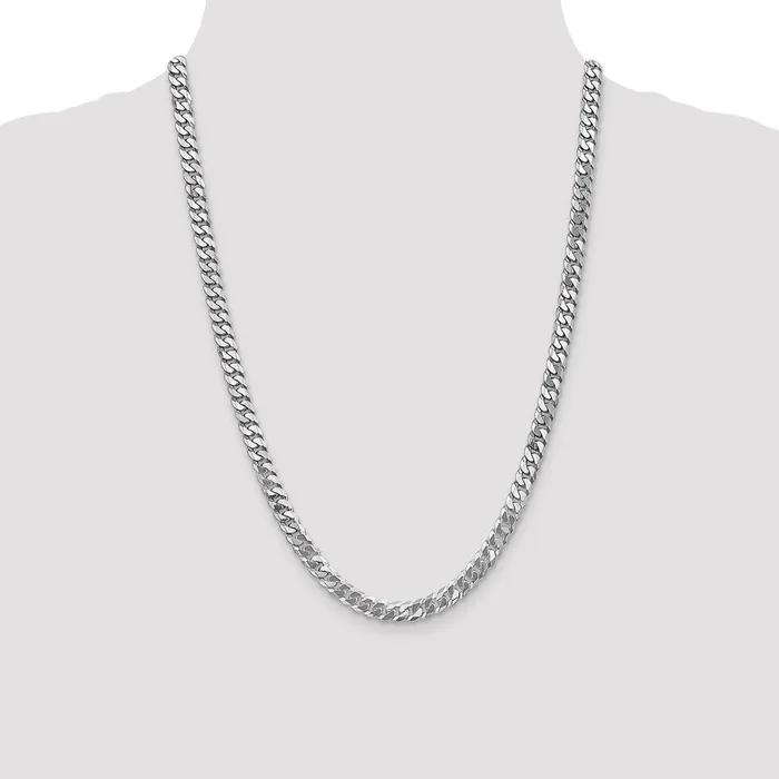 Necklaces MDS Solid 14K White Gold 24 inch 625mm Flat Beveled Curb with Lobster Clasp Chain Necklace Necklaces MDS Solid 14K White Gold 24 inch 625mm Flat Beveled Curb with Lobster Clasp Chain Necklace