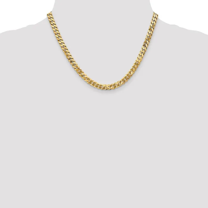 Necklaces MDS Solid 14K Yellow Gold 18 inch 625mm Flat Beveled Curb with Lobster Clasp Chain Necklace Necklaces MDS Solid 14K Yellow Gold 18 inch 625mm Flat Beveled Curb with Lobster Clasp Chain Necklace
