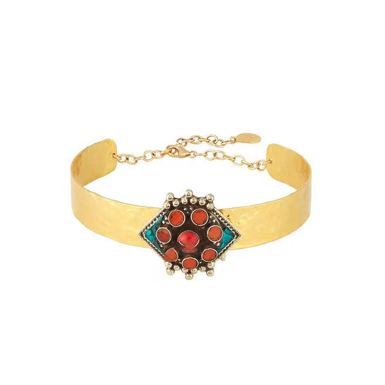 Necklaces Original Devon Leigh 18k Gold Plated Brass Coral Choker Necklace N5755 JMS always Necklaces Original Devon Leigh 18k Gold Plated Brass Coral Choker Necklace N5755 JMS always