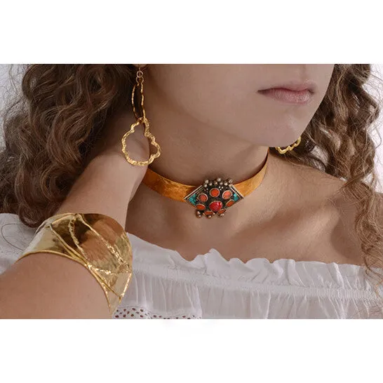 Necklaces Original Devon Leigh 18k Gold Plated Brass Coral Choker Necklace N5755 JMS always Necklaces Original Devon Leigh 18k Gold Plated Brass Coral Choker Necklace N5755 JMS always