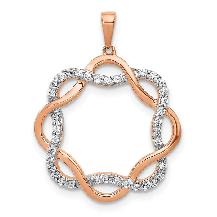 Necklaces Solid 14k Rose Gold 15ct Simulated CZ Twisted Pendant Goldia