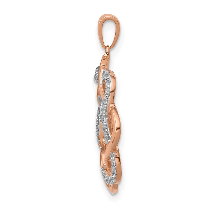 Necklaces Solid 14k Rose Gold 15ct Simulated CZ Twisted Pendant Goldia