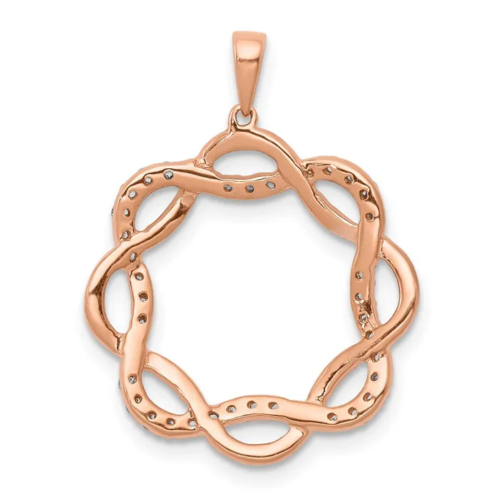 Necklaces Solid 14k Rose Gold 15ct Simulated CZ Twisted Pendant Goldia