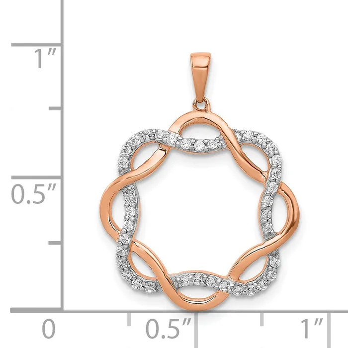 Necklaces Solid 14k Rose Gold 15ct Simulated CZ Twisted Pendant Goldia