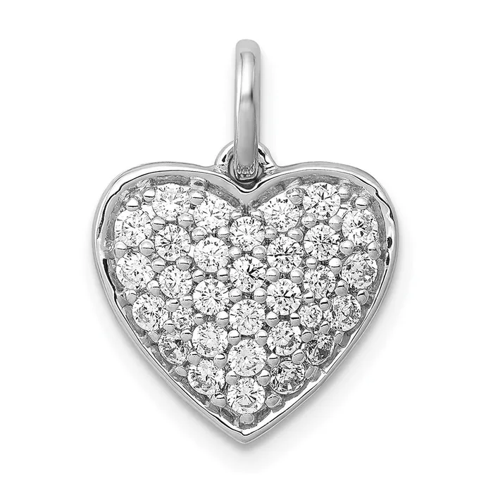 Necklaces Solid 14k White Gold 58ct Simulated CZ Heart Pendant Goldia