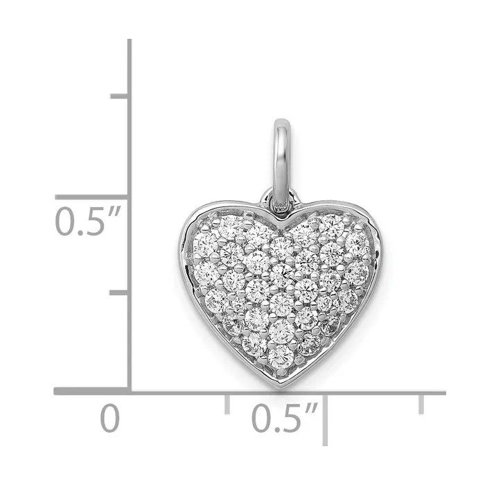 Necklaces Solid 14k White Gold 58ct Simulated CZ Heart Pendant Goldia