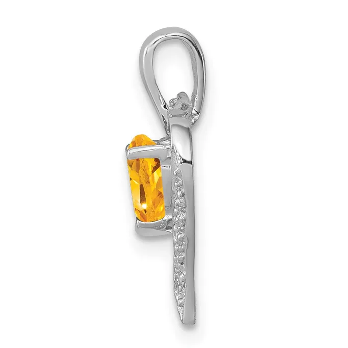 Necklaces Sterling Silver Rhodium Heart Citrine u0026 Diamond Heart Pendant Goldia