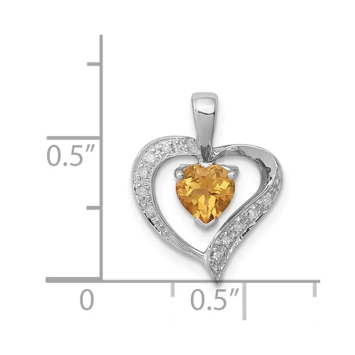 Necklaces Sterling Silver Rhodium Heart Citrine u0026 Diamond Heart Pendant Goldia