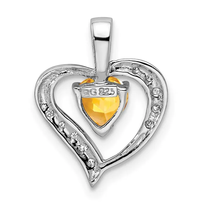Necklaces Sterling Silver Rhodium Heart Citrine u0026 Diamond Heart Pendant Goldia