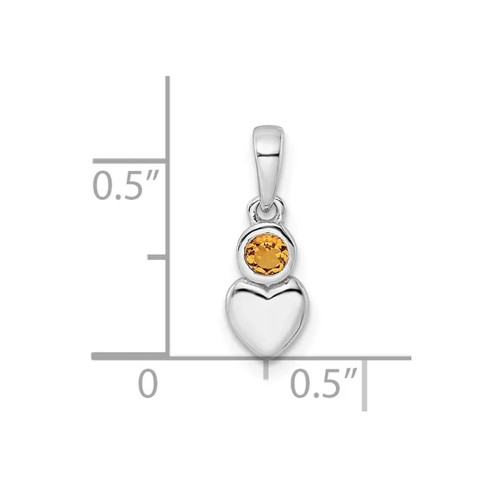 Necklaces Sterling Silver Rhodiumplated Polished Citrine Heart Pendant Goldia