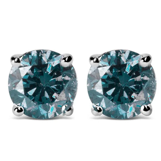 Original 14K White Gold 200 Cttw Round BrilliantCut Lab Grown Blue Diamond Classic 4Prong Stud Earrings with Screw Backs VS1VS2 Clarity JMS always Earrings Original 14K White Gold 200 Cttw Round BrilliantCut Lab Grown Blue Diamond Classic 4Prong Stud Earrings with Screw Backs VS1VS2 Clarity JMS always Earrings